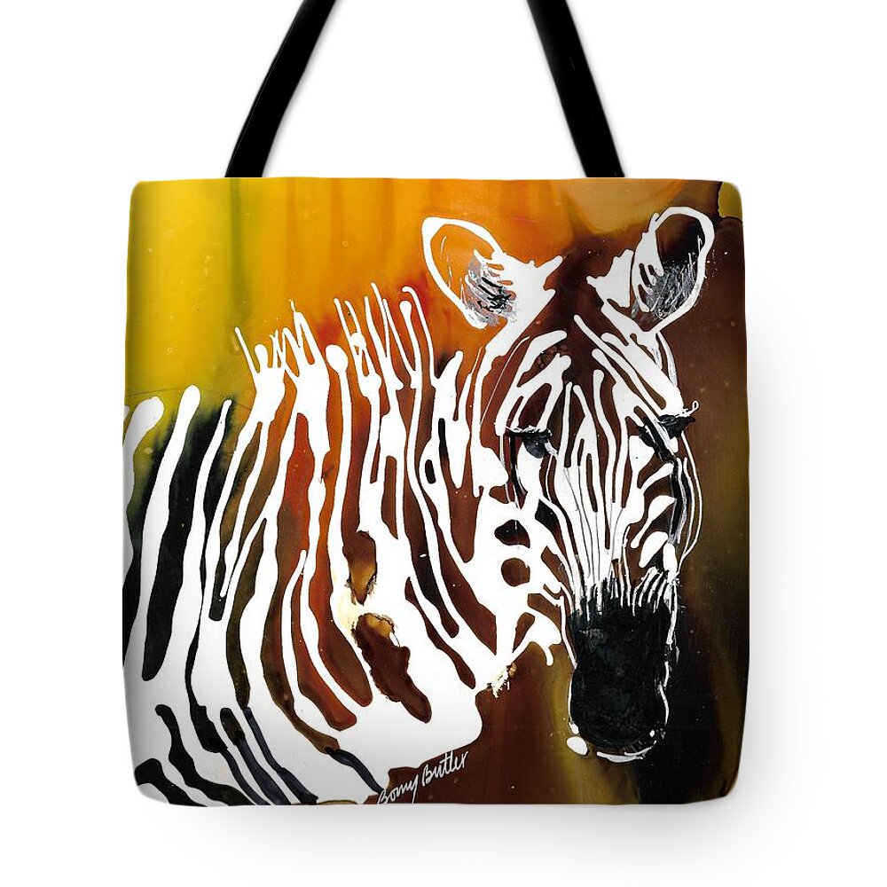 Zebra Tote Bag featuring the painting Zebra Boy 2 by Bonny Butler