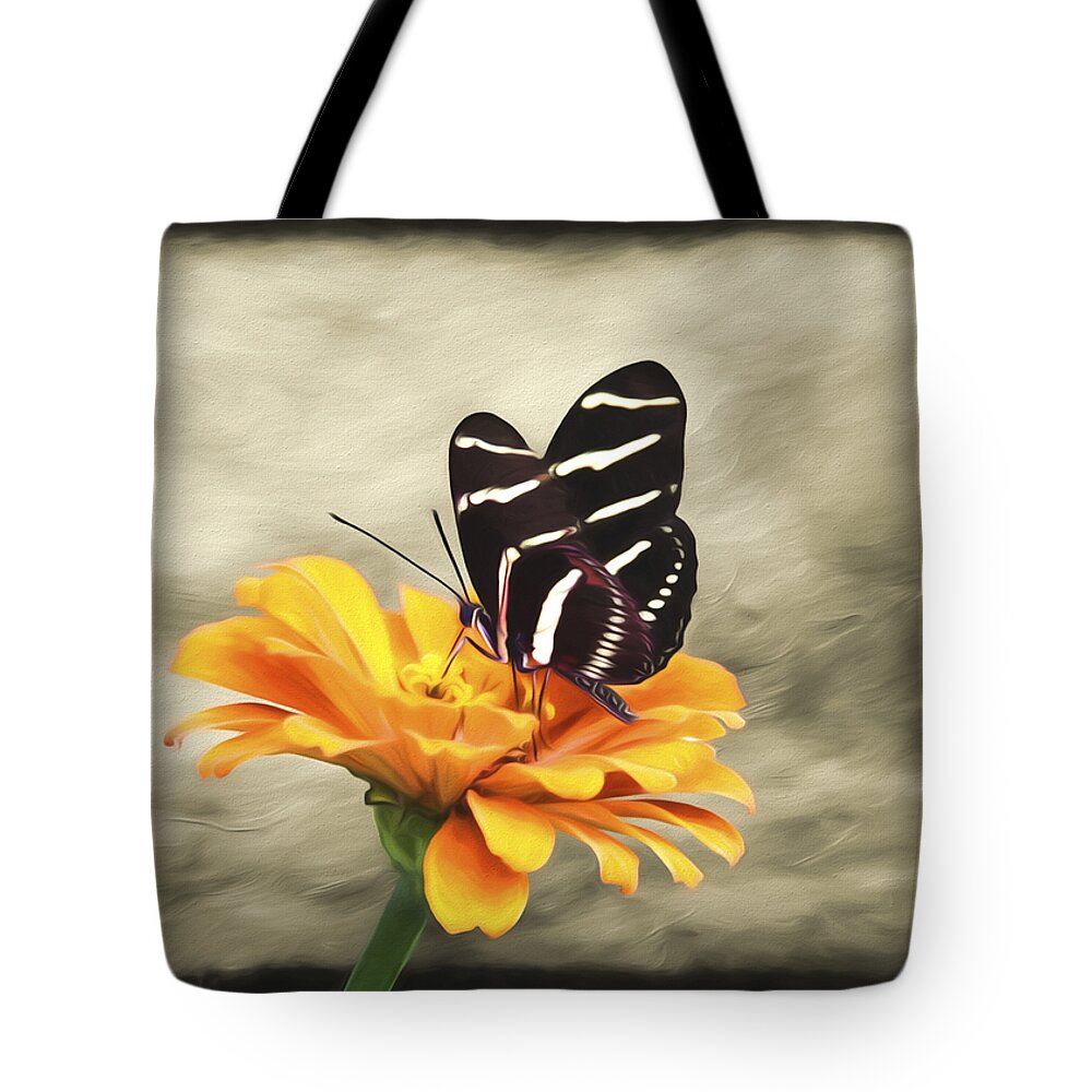 Zebra Long Wing Butterfly Tote Bag featuring the photograph Zebra Butterfly by Steven Michael