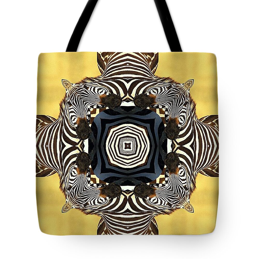 Digital Tote Bag featuring the digital art Zebra Cross by Maria Watt