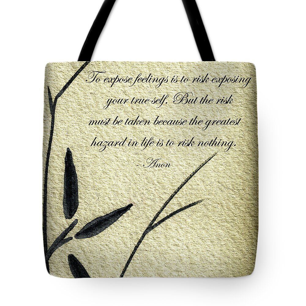 Abstract Tote Bag featuring the mixed media Zen Sumi 4m Antique Motivational Flower Ink on Watercolor Paper by Ricardos by Ricardos Creations