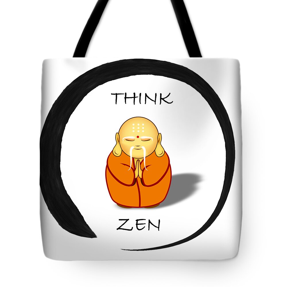 Zen Tote Bag featuring the digital art Zen symbol with Buddha by John Wills