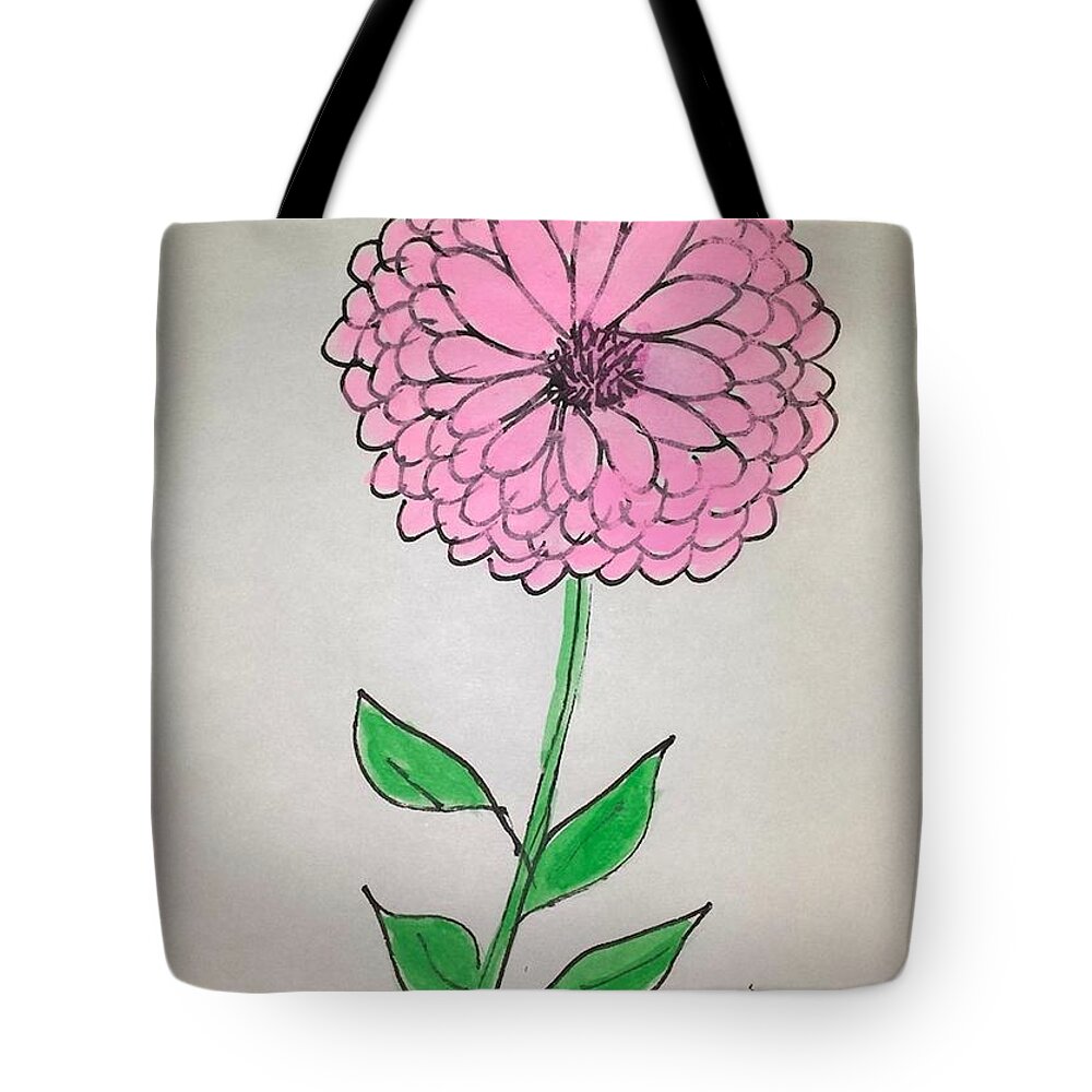Pink Flower Tote Bag featuring the painting Zinnia by Margaret Welsh Willowsilk
