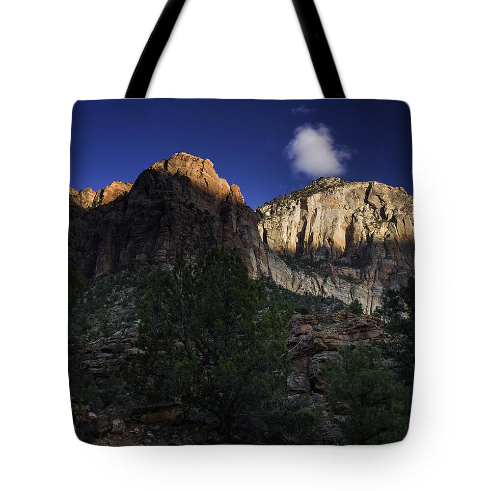 Utah Tote Bag featuring the photograph Zion Sunset by Fran Gallogly
