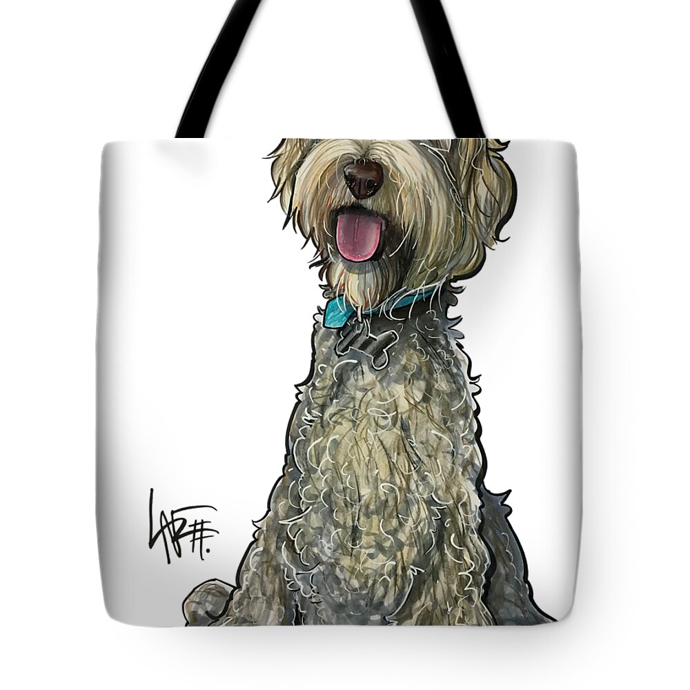 Labradoodle Tote Bag featuring the drawing Zwetsch 7-1513 by John LaFree