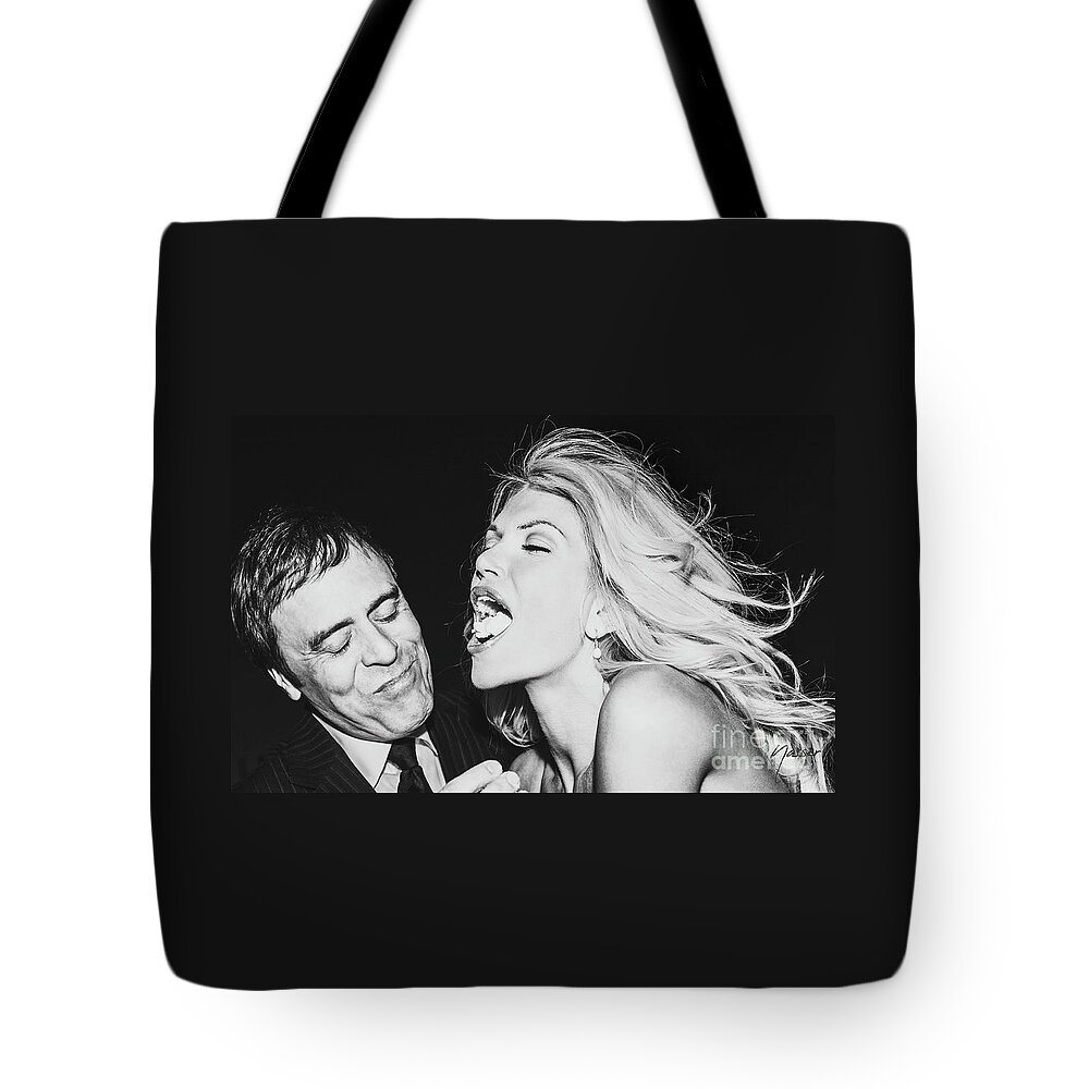 Supermodel Tote Bag featuring the photograph 0398 Supermodel Selena Celebrating by Amyn Nasser