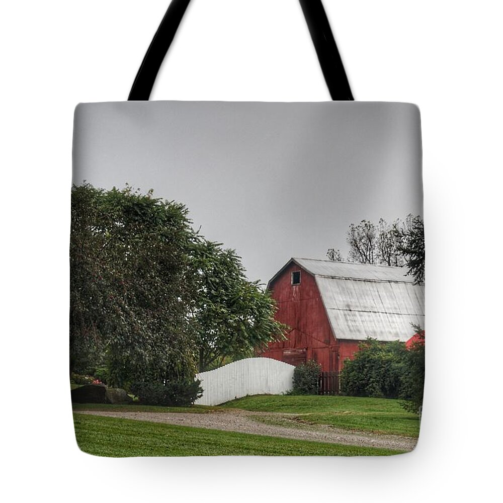 Barn Tote Bag featuring the photograph 0660 - Bronson Lake Roads Hidden Red by Sheryl L Sutter