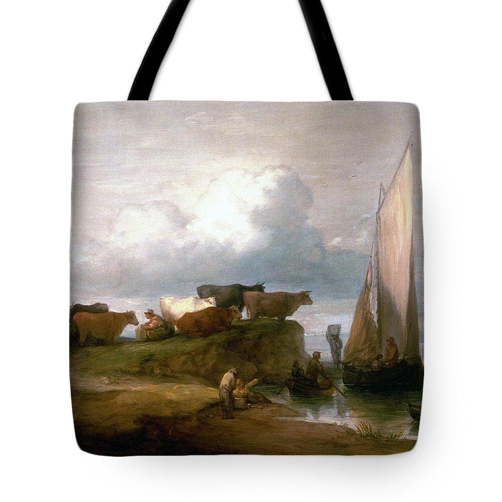 Gainsborough Tote Bag featuring the painting A Coastal Landscape  #1 by Thomas Gainsborough