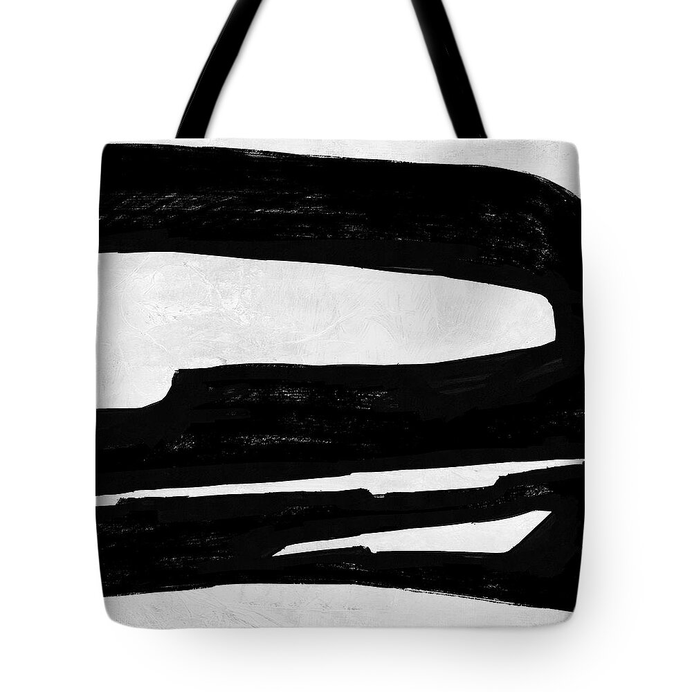 Black And White Tote Bag featuring the painting Abstract Black and White No.30 by Naxart Studio