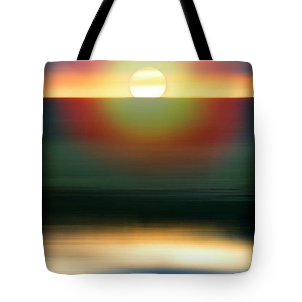 Estock Tote Bag featuring the digital art Abstract Of Sun Over Water #1 by Ethera