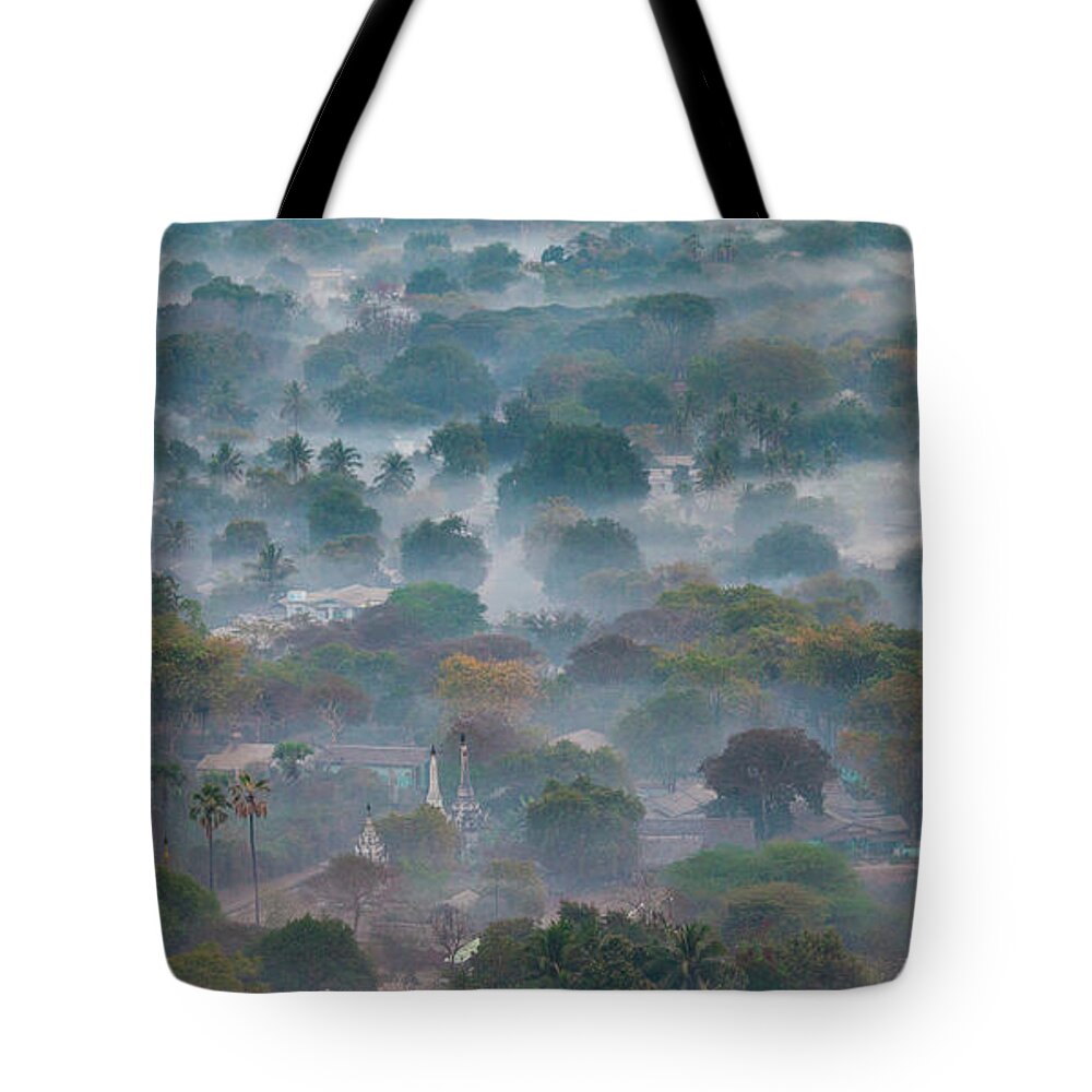 Tranquility Tote Bag featuring the photograph Aerial View Of Bagan, The Plain Of #1 by Mint Images/ Art Wolfe