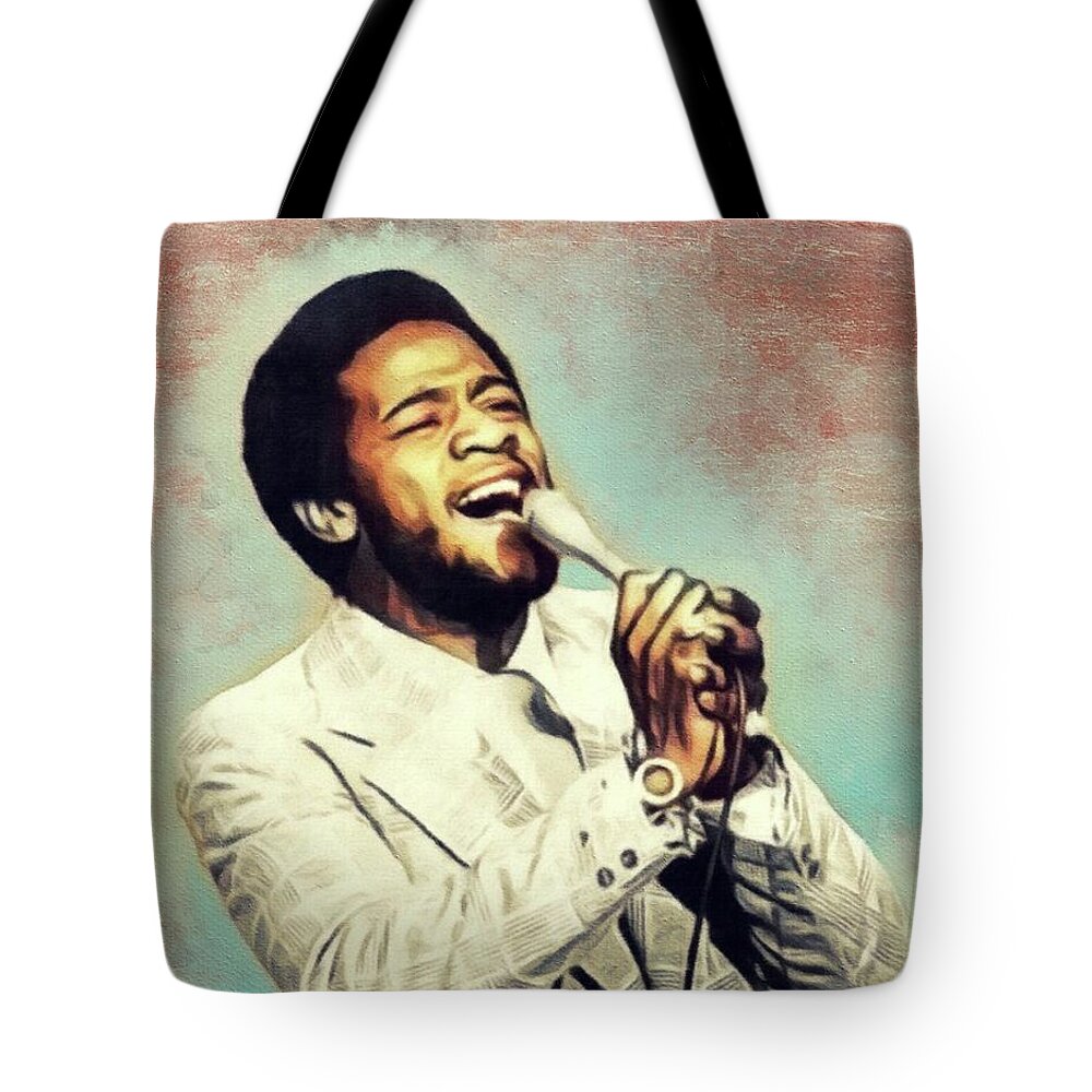 Al Tote Bag featuring the painting Al Green, Music Legend #1 by Esoterica Art Agency