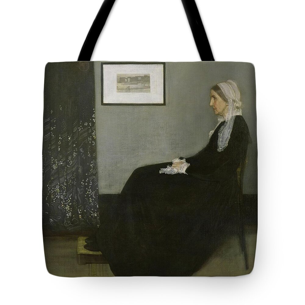 James Abbott Mcneill Whistler Tote Bag featuring the painting Arrangement in Grey and Black/ Whistler's Mother, 1871. Oil on canvas. 144,3 x 162,4 cm. #1 by Album