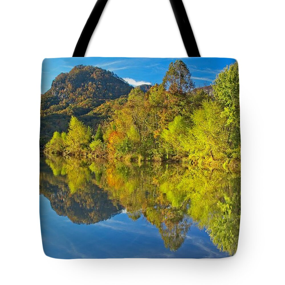 Autumn Tote Bag featuring the photograph Autumn Reflections by Allen Nice-Webb