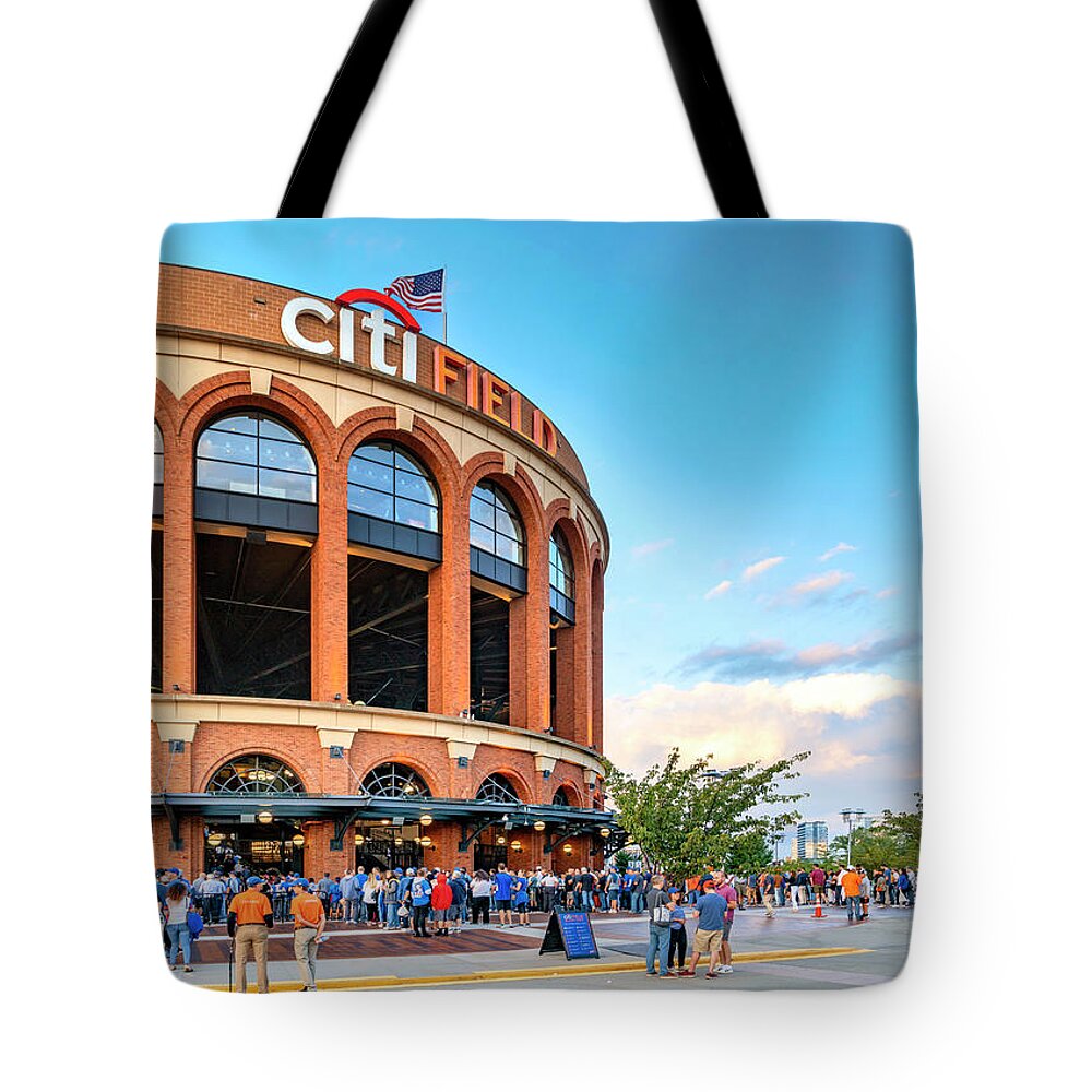 Estock Tote Bag featuring the digital art Baseball Stadium, Queens, Ny #1 by Laura Zeid