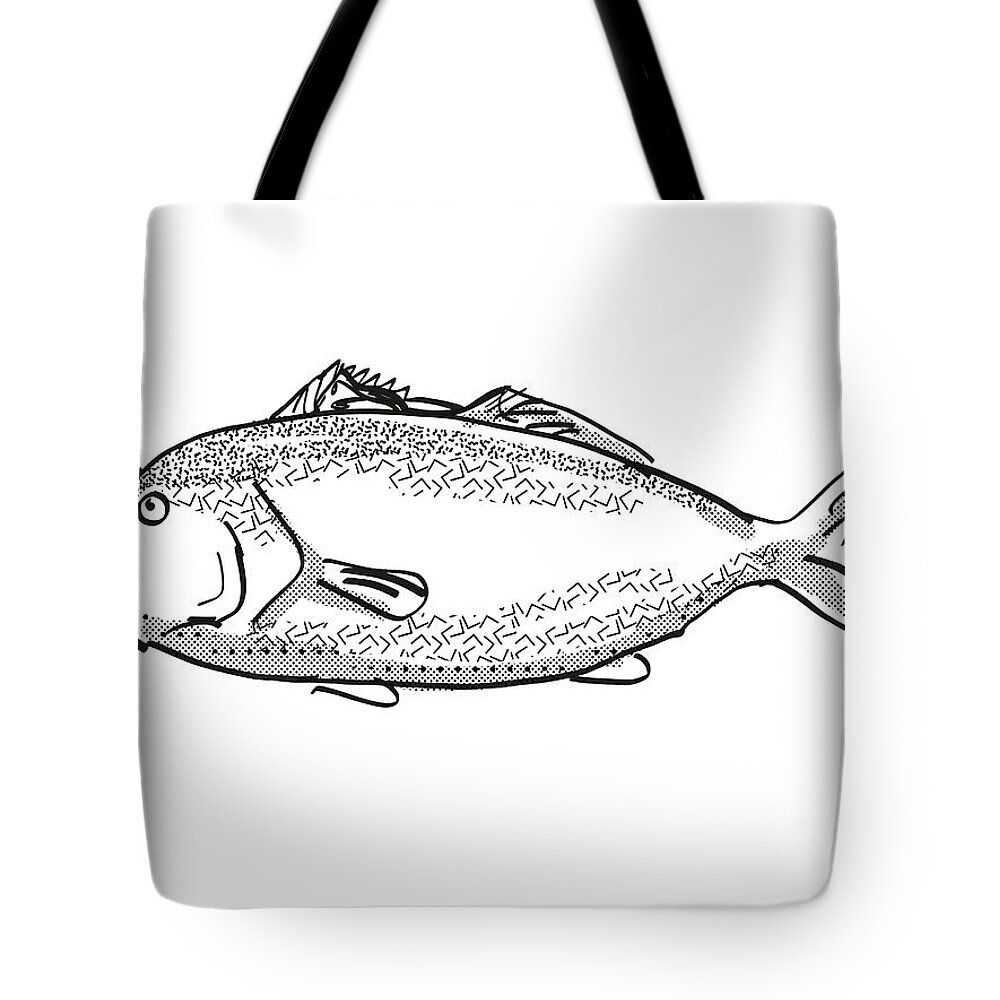 Blue Moki New Zealand Fish Cartoon Retro Drawing #1 Tote Bag by Aloysius  Patrimonio - Pixels