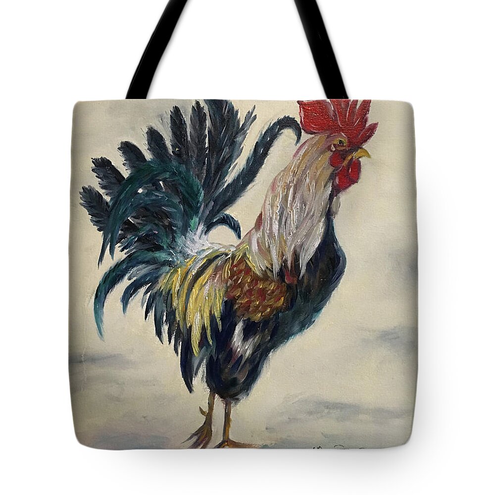 Rooster Tote Bag featuring the painting Boss by Roxy Rich