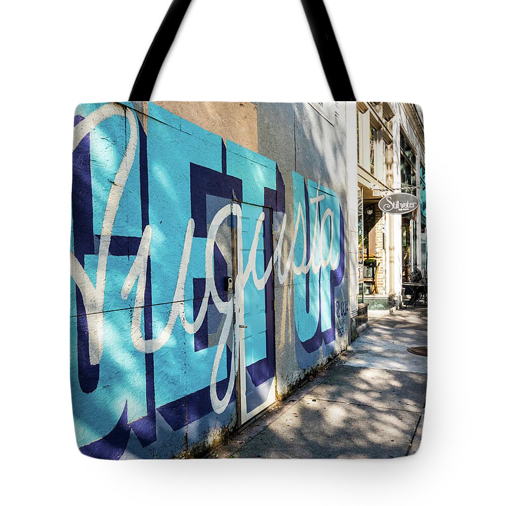 Broad Street Downtown Augusta Ga Get Up Mural Georgia Tote Bag featuring the photograph Broad Street Downtown Augusta GA #1 by Sanjeev Singhal