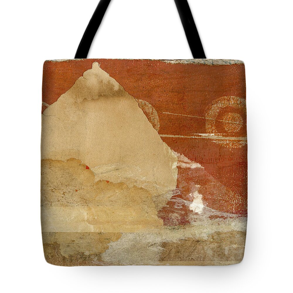 Collage Tote Bag featuring the mixed media Burnt Orange Collage by Carol Leigh