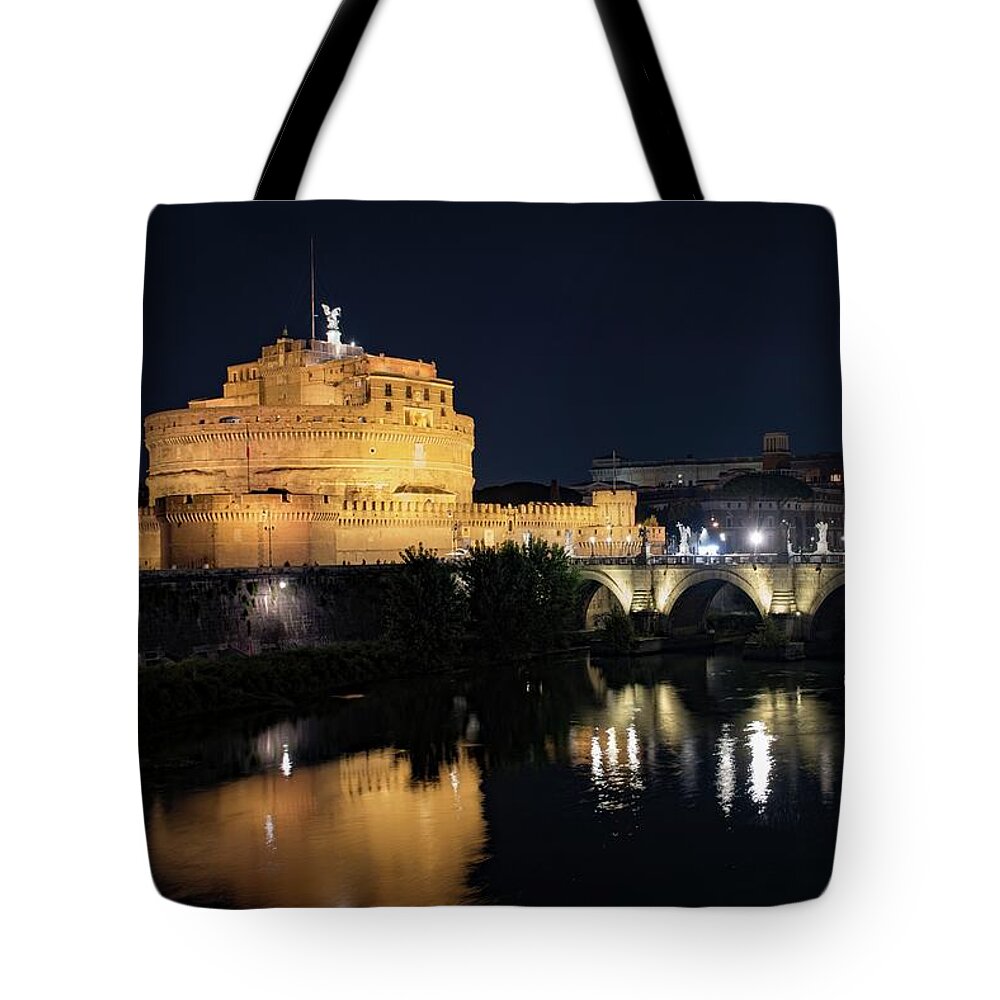 Italy Tote Bag featuring the photograph Castel Sant Angelo by night #1 by Robert Grac