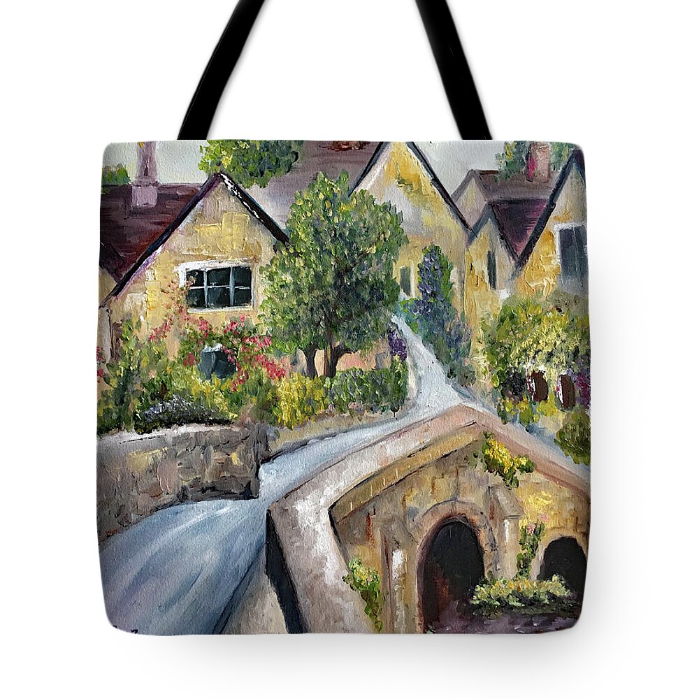 Castle Combe Tote Bag featuring the painting Castle Combe #2 by Roxy Rich