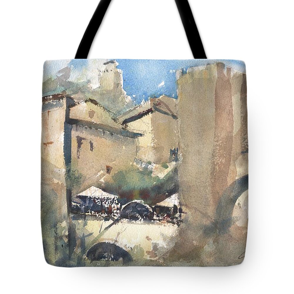  Tote Bag featuring the painting Catalan Castle #1 by Gaston McKenzie