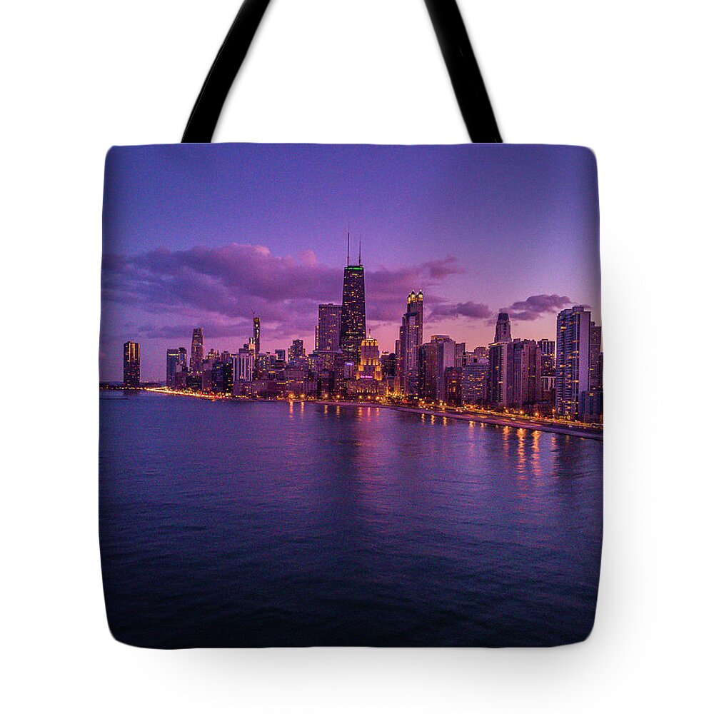 Chicago Tote Bag featuring the photograph Chicago Sunset #1 by Bobby K