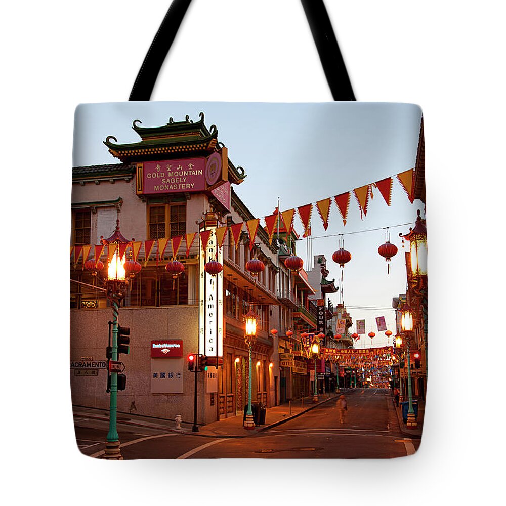 Estock Tote Bag featuring the digital art China Town In San Francisco #1 by Claudia Uripos