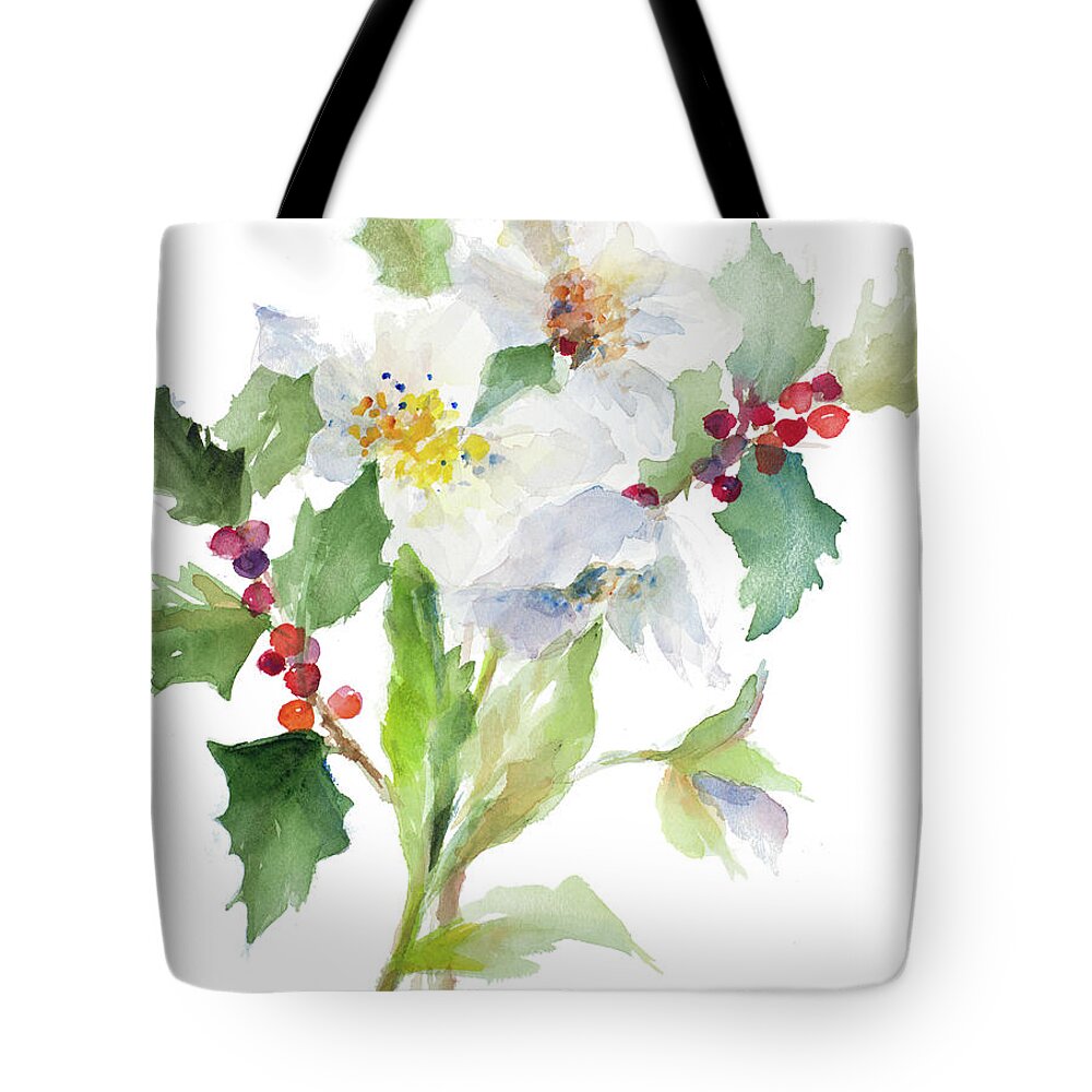 Christmas Tote Bag featuring the painting Christmas Bouquet II by Lanie Loreth
