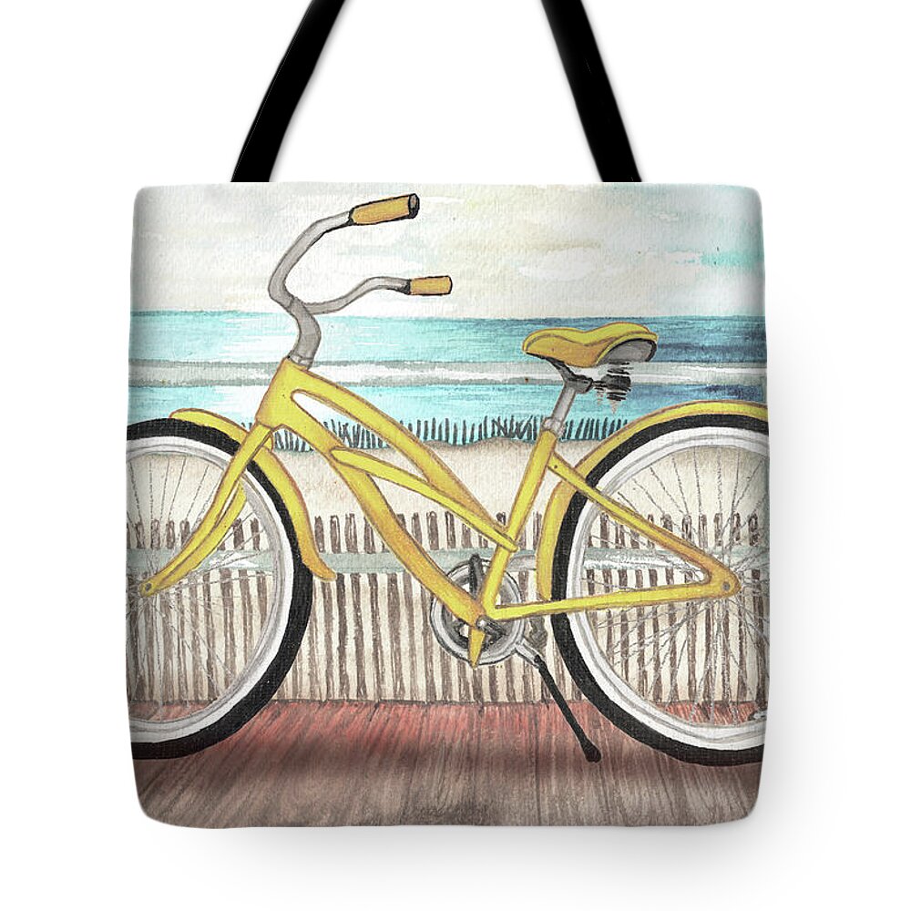 Coastal Tote Bag featuring the painting Coastal Bike Rides by Elizabeth Medley