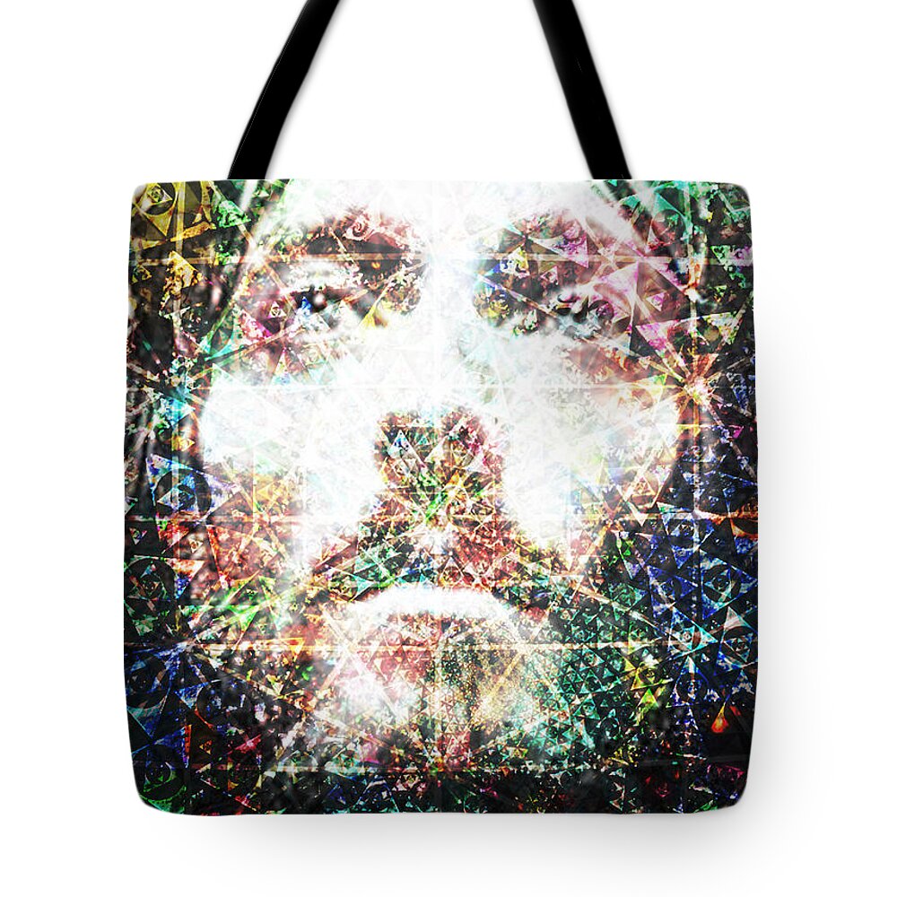 Jesus Tote Bag featuring the digital art Cosmic Christ by J U A N - O A X A C A