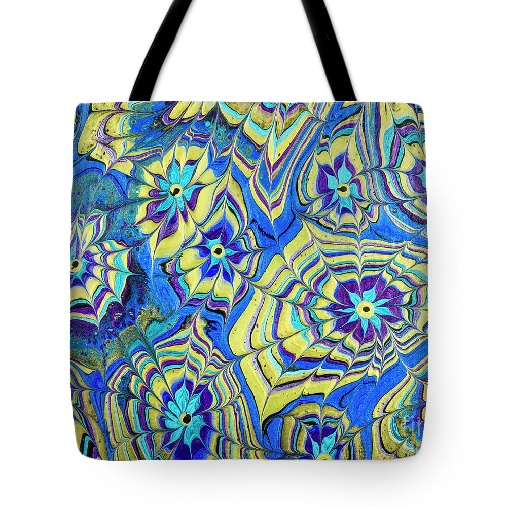 Poured Acrylics Tote Bag featuring the painting Mutliverse Web by Lucy Arnold