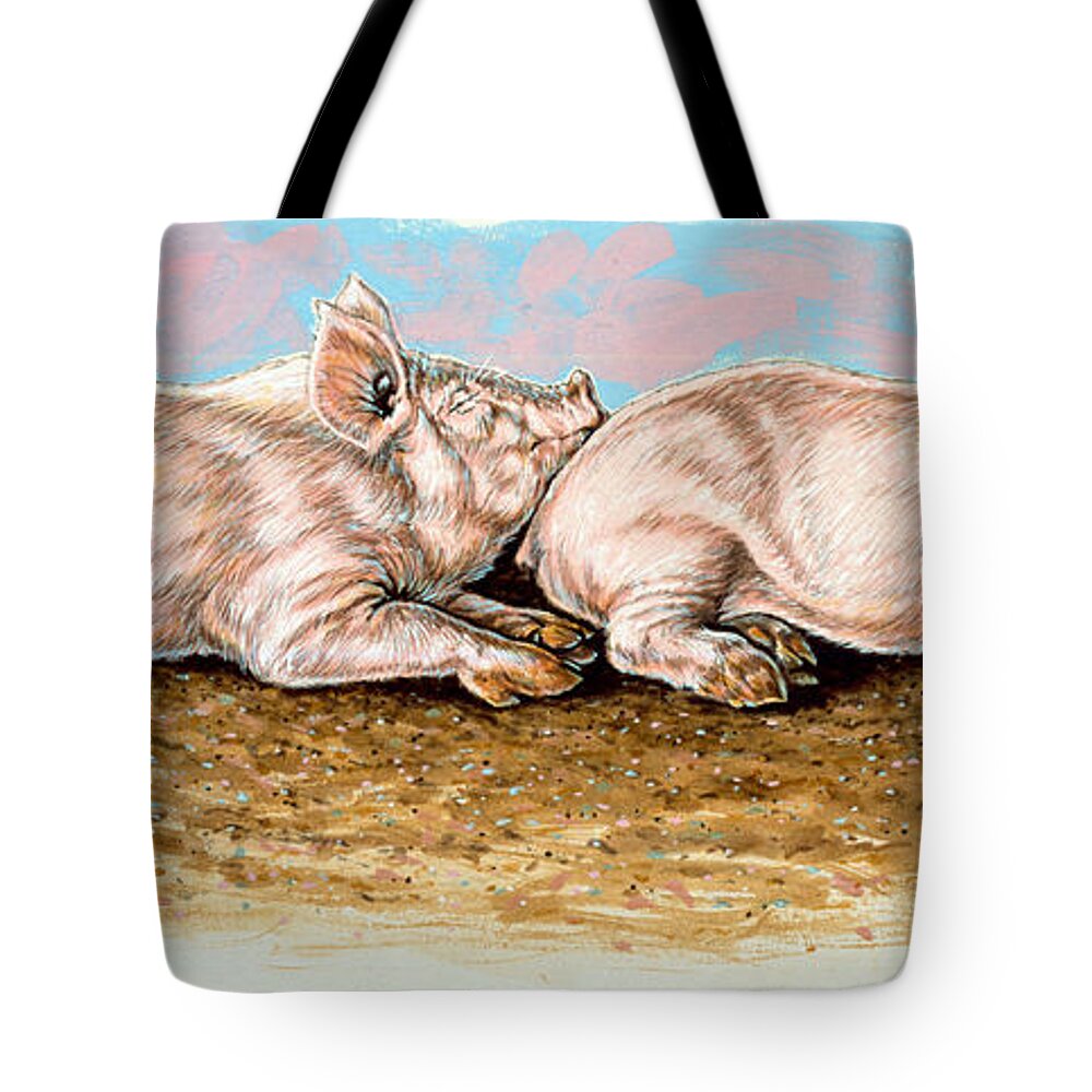 Pigs Tote Bag featuring the painting Daisy Chain #1 by Richard De Wolfe