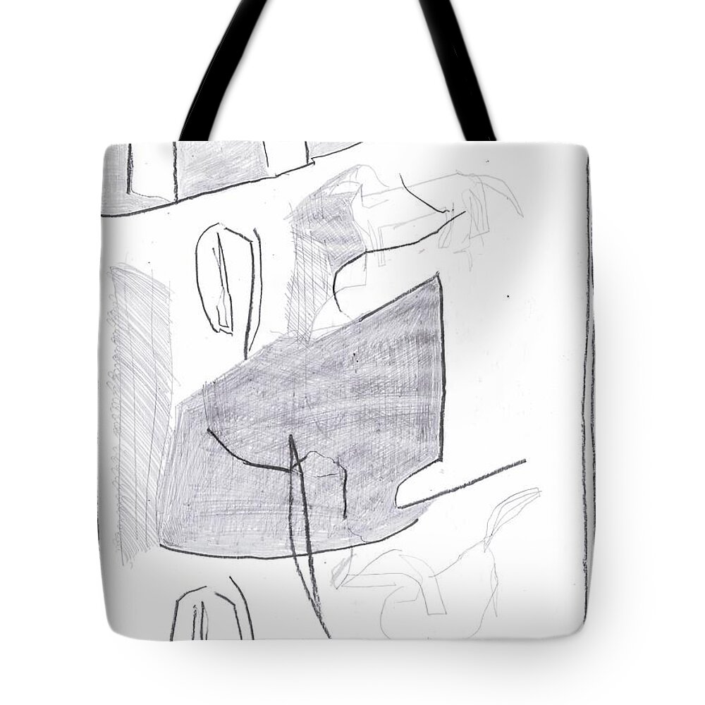 Drawing Tote Bag featuring the drawing Dogs and plants #1 by Edgeworth Johnstone