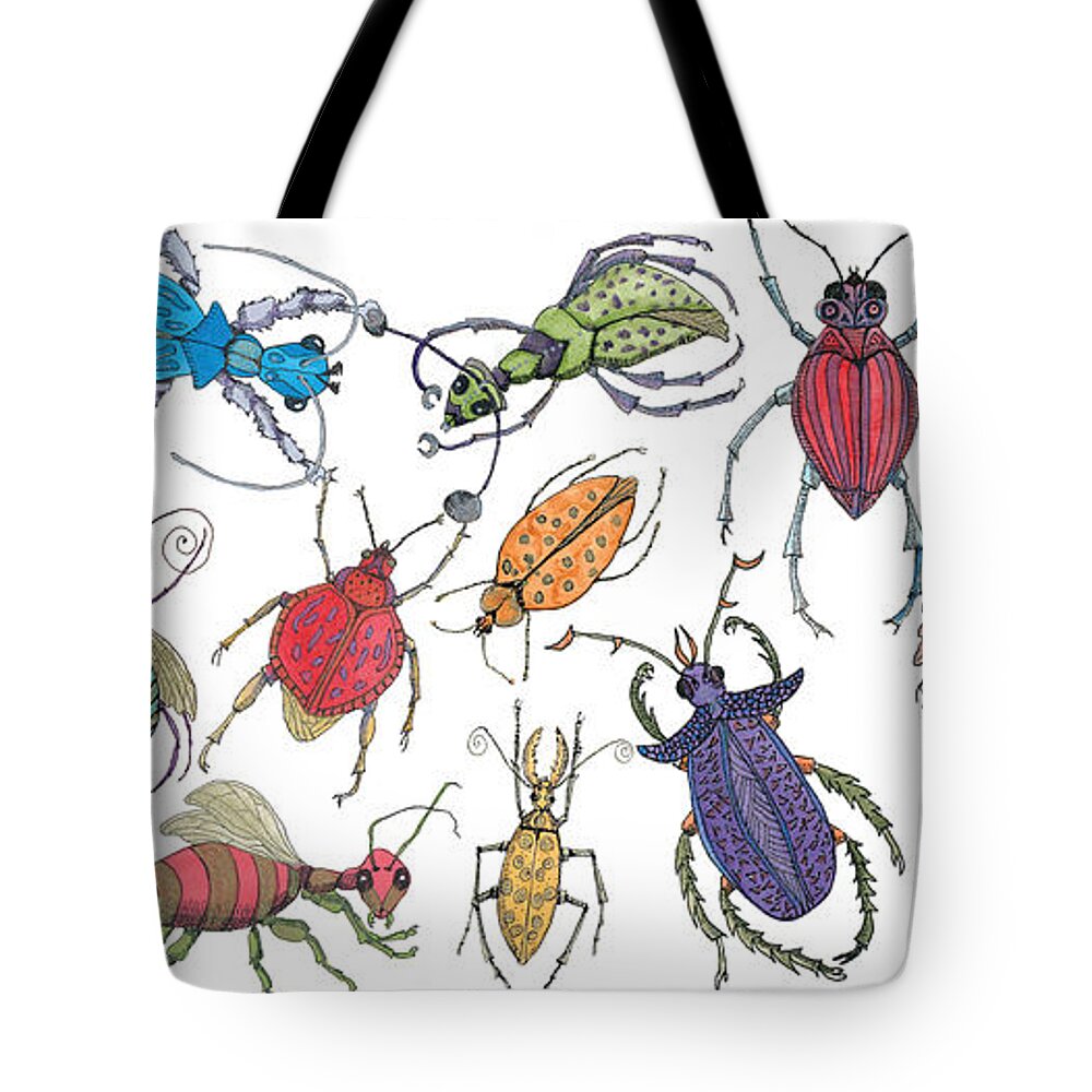 Bugs Tote Bag featuring the painting Doodle Bugs by Marie Stone-van Vuuren