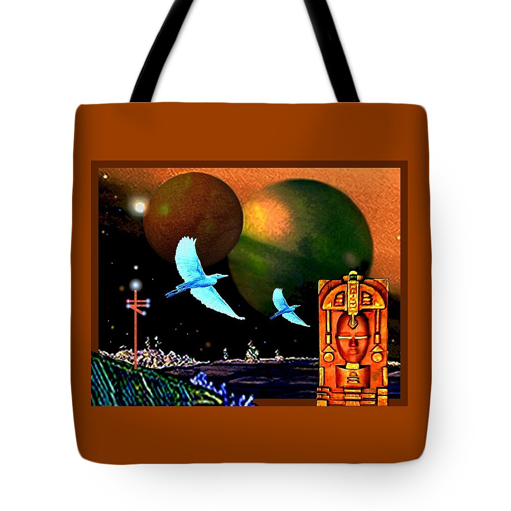 Elsewhere Tote Bag featuring the mixed media Elsewhere... #4 by Hartmut Jager