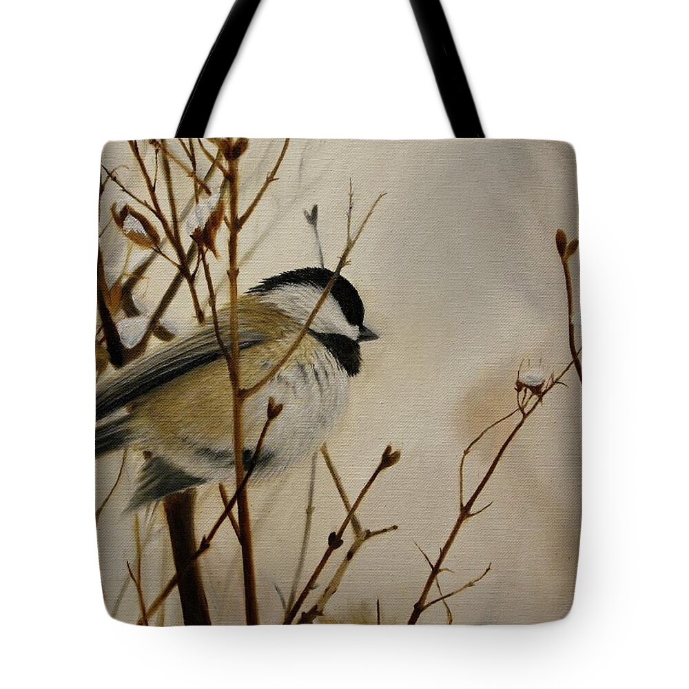 Faithful Winter Friend Tote Bag featuring the painting Faithful Winter Friend #1 by Tammy Taylor