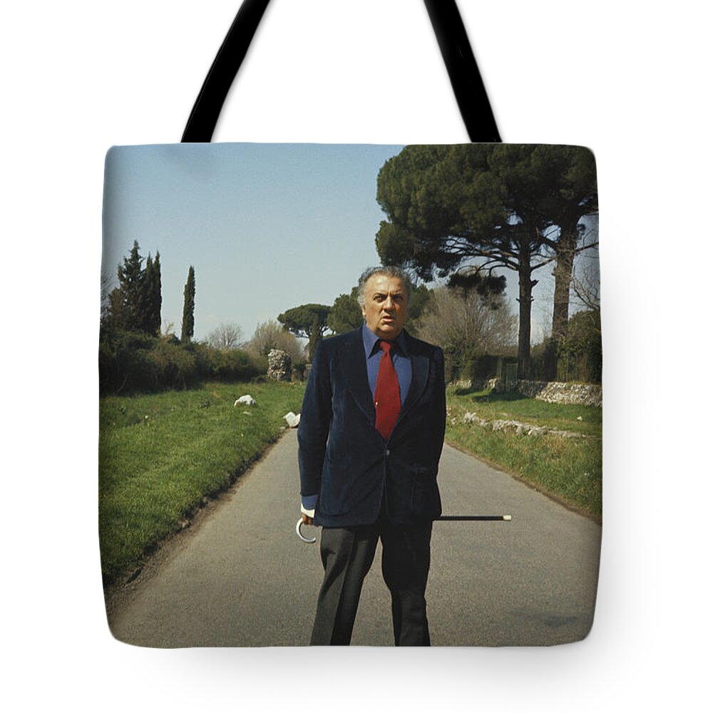 Celebrity Tote Bag featuring the photograph Federico Fellini #1 by Franco Pinna