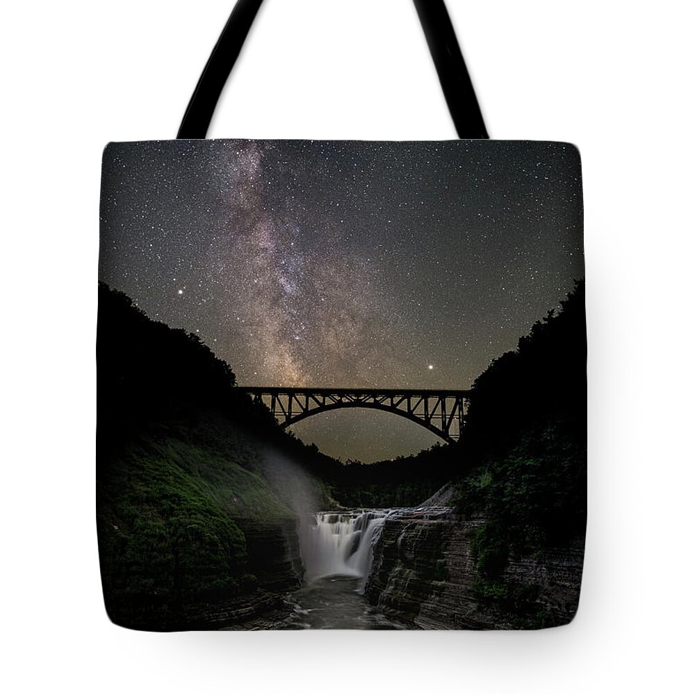 Milky-way Tote Bag featuring the photograph Genesee arch bridge #1 by Guy Coniglio