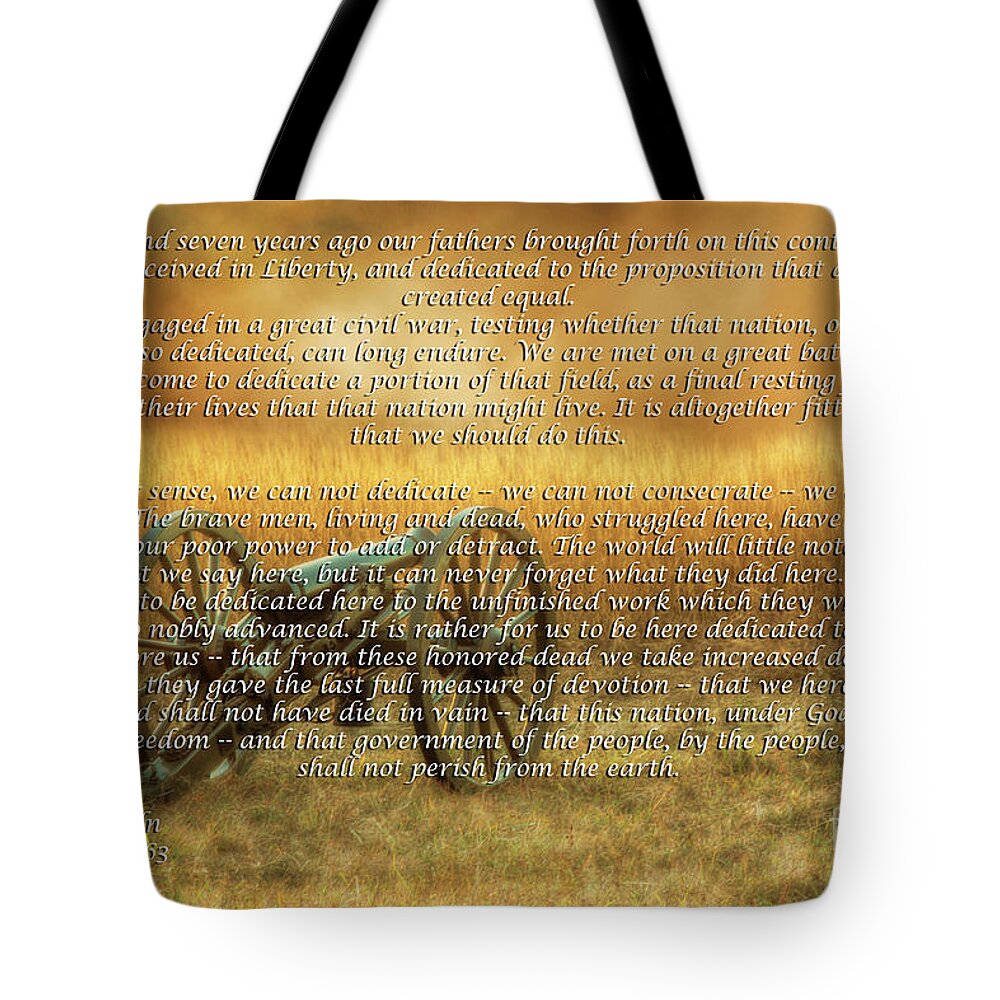 Gettysburg Address Cannon Tote Bag featuring the digital art Gettysburg Address Cannon #1 by Randy Steele