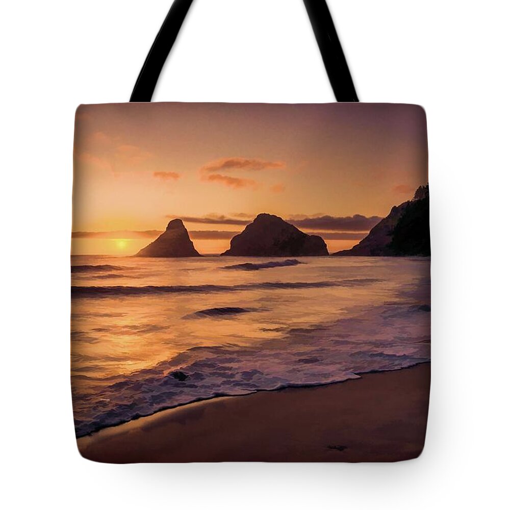 Sunset Tote Bag featuring the painting Glorious Sunset by Bonnie Bruno