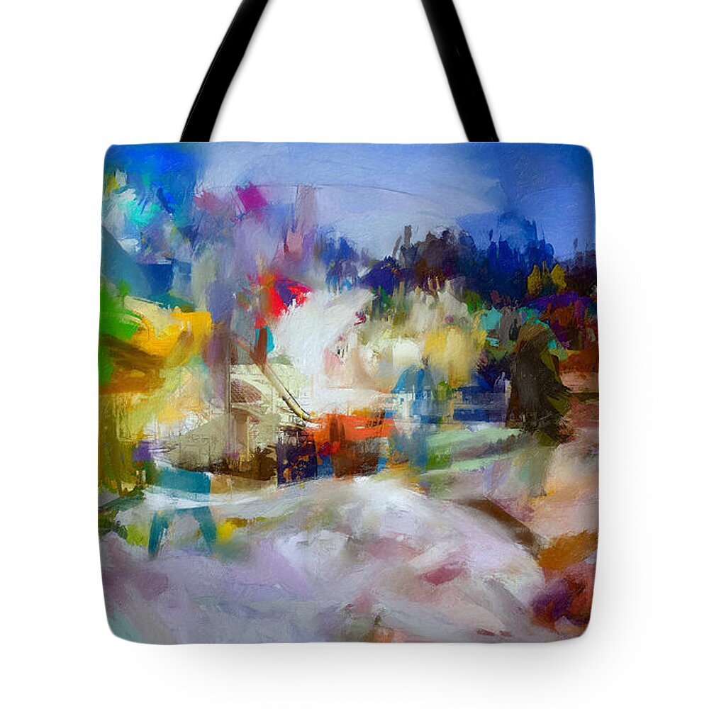 Art Tote Bag featuring the mixed media Good Vibes Of Spring By The Riverside by Aleksandrs Drozdovs