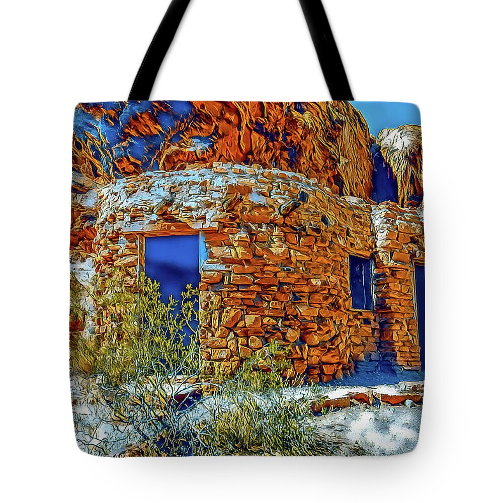 Stone House Tote Bag featuring the digital art Historic Stone House by Jerry Cahill
