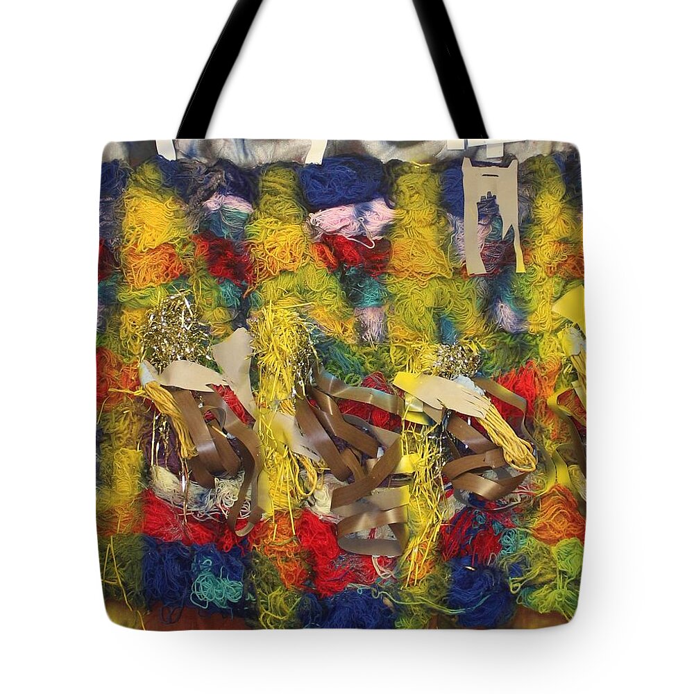 Jesus Tote Bag featuring the painting Holy Trinity And Our Lady #1 by Gloria Ssali