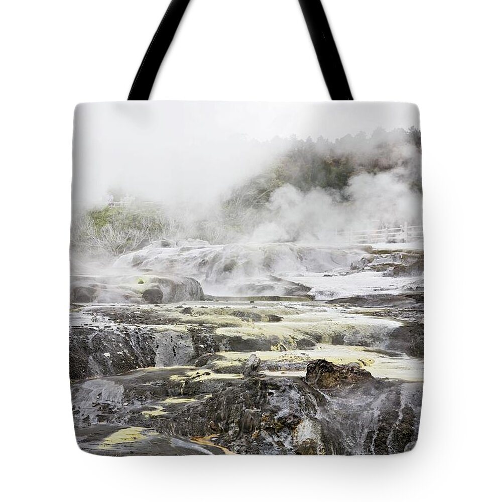Mineral Tote Bag featuring the photograph Hot Springs In Rotorua, New Zealand #1 by Design Pics