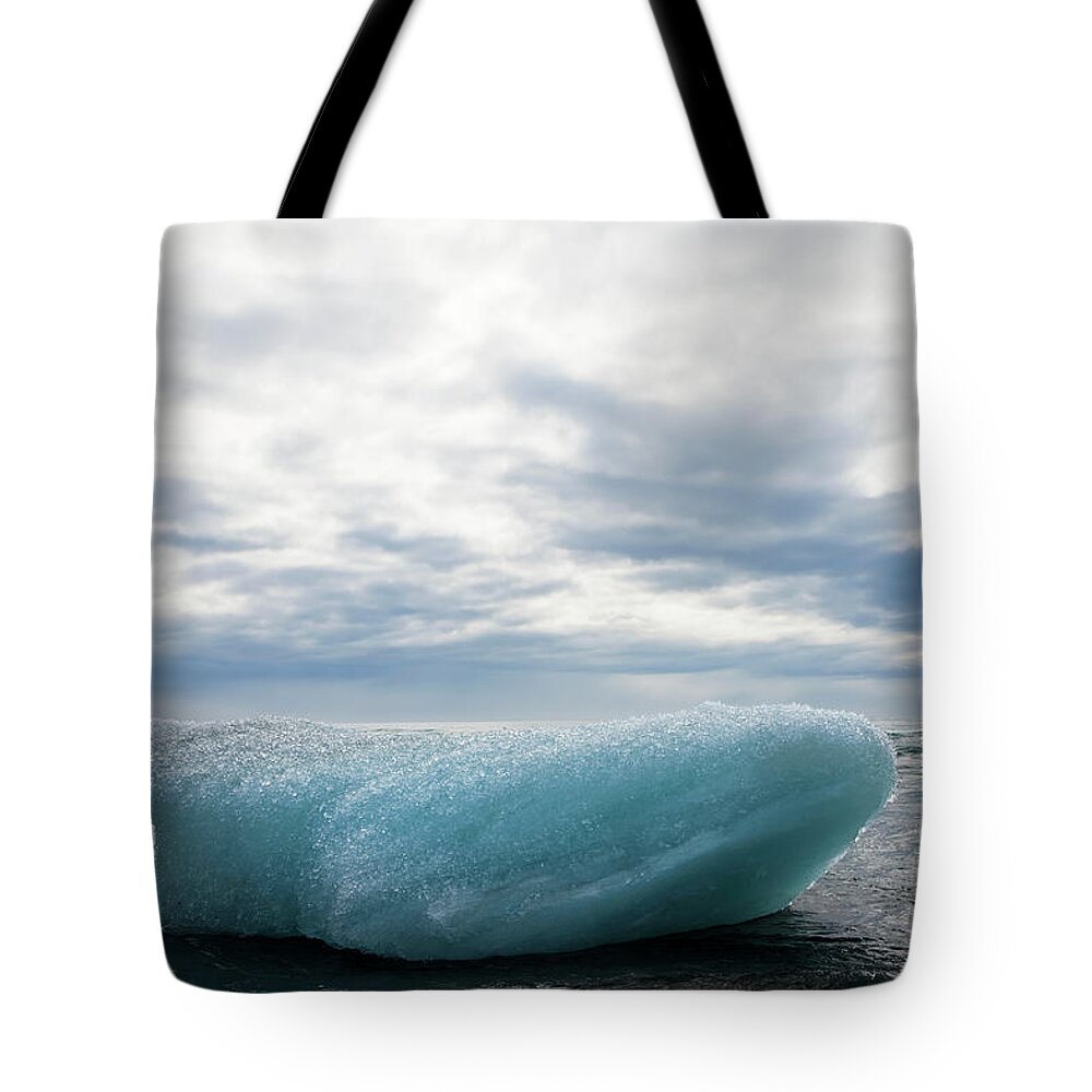 Scenics Tote Bag featuring the photograph Icebergs On Beach, Jokulsarlon, Iceland #1 by Peter Adams