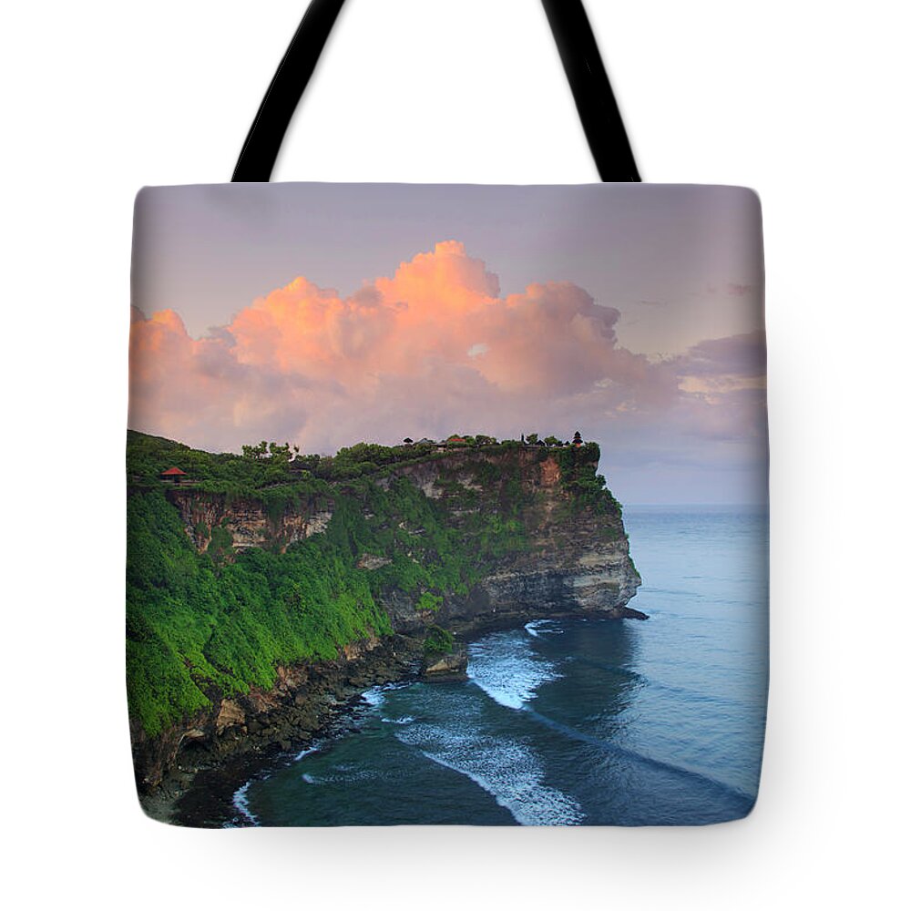 Scenics Tote Bag featuring the photograph Indonesia, Bali, Cliff Temple #1 by Michele Falzone