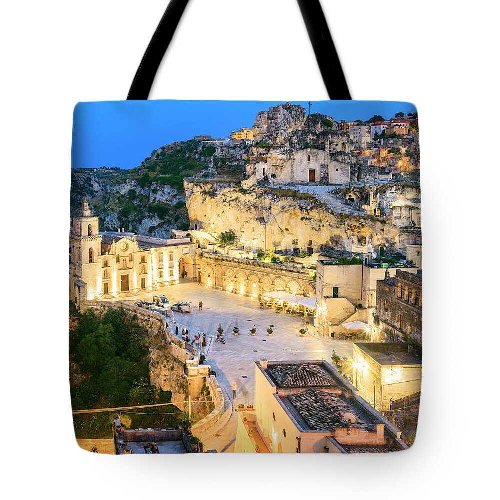 Estock Tote Bag featuring the digital art Italy, Basilicata, Matera District, Matera, Sassi Di Matera, The Typical Districts Of The Old Town Carved Out Of The Rocks #1 by Luigi Vaccarella