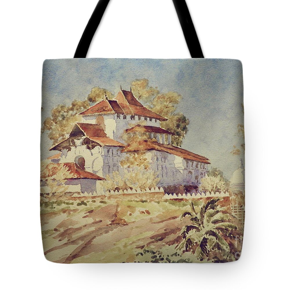 Travel Tote Bag featuring the painting Lankatilaka, Morning Sun by Clive Wilson