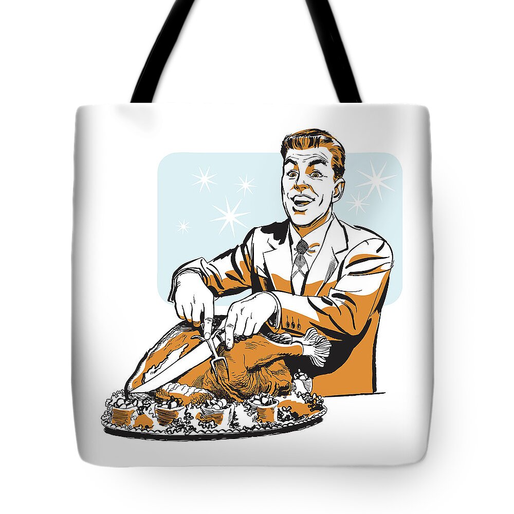 Man Carving Giant Turkey Tote Bag