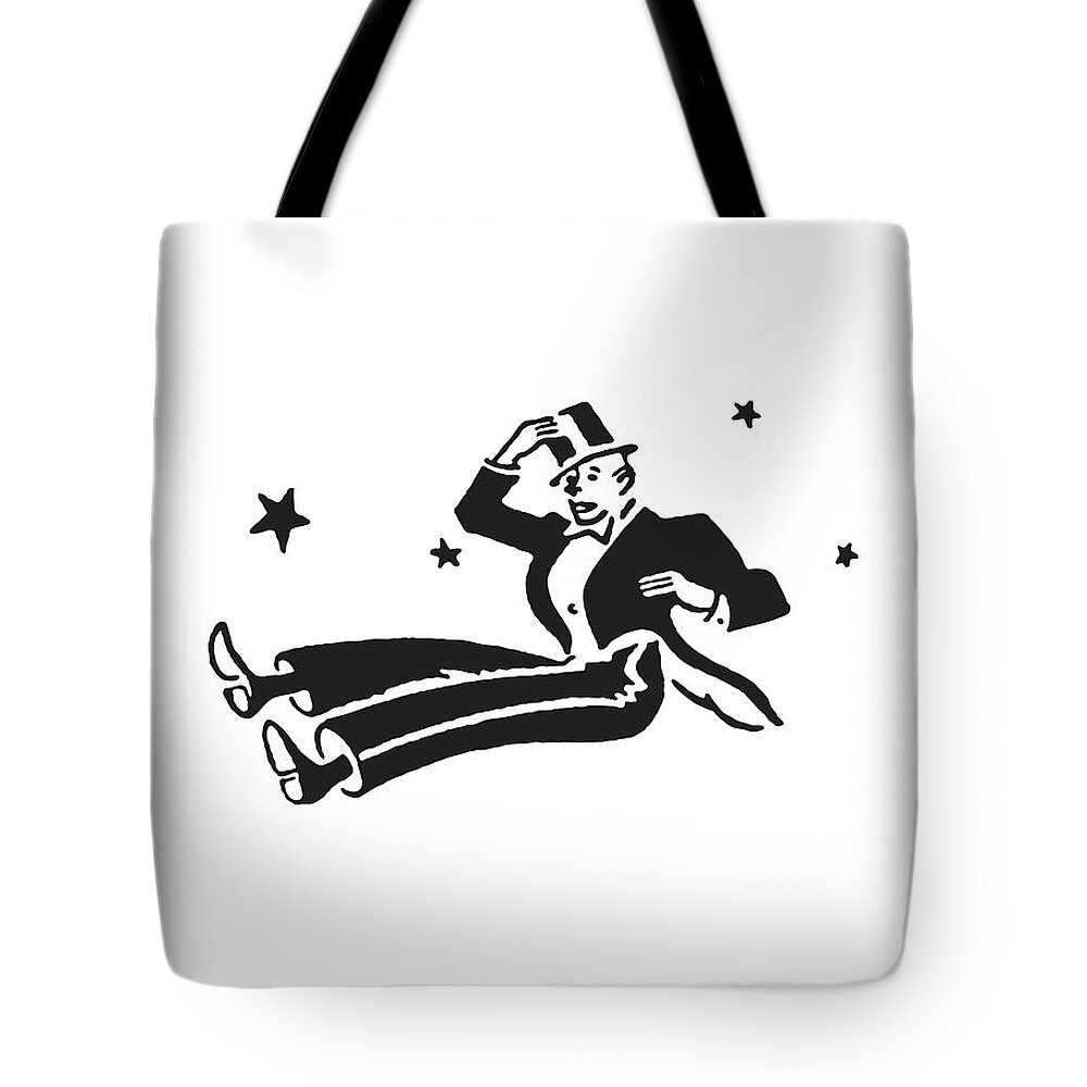 Accessories Tote Bag featuring the drawing Man in Formal Tuxedo Fell on Ground #1 by CSA Images